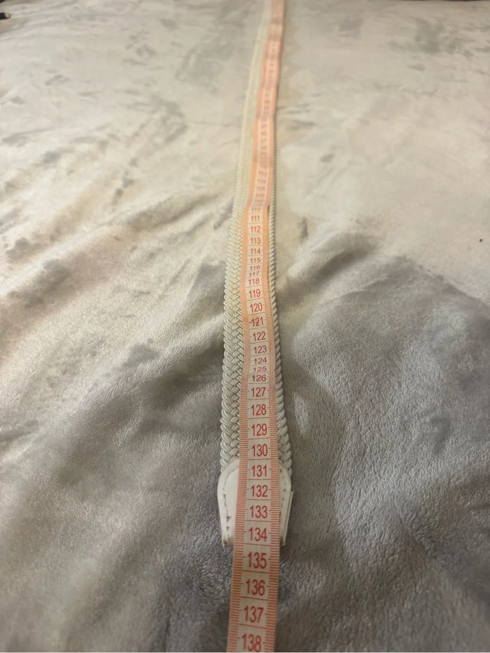 White Braided Stretch Belt Silver Buckle 53”